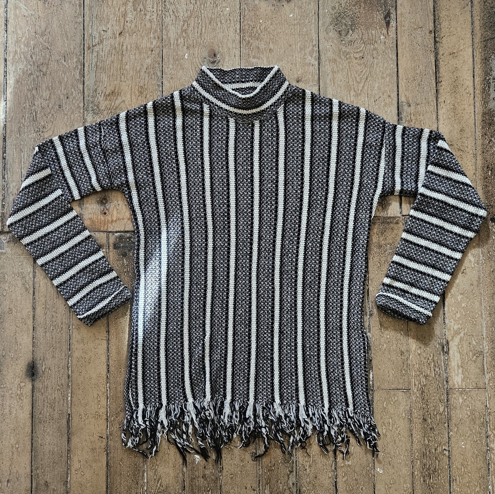 Topshop Striped Mockneck